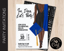 Editable Dark Skinned Graduation Party Invitation in 7 Gap & Gown Colors