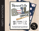 Editable Blue & Gold Baseball Tailgate Party Invitation