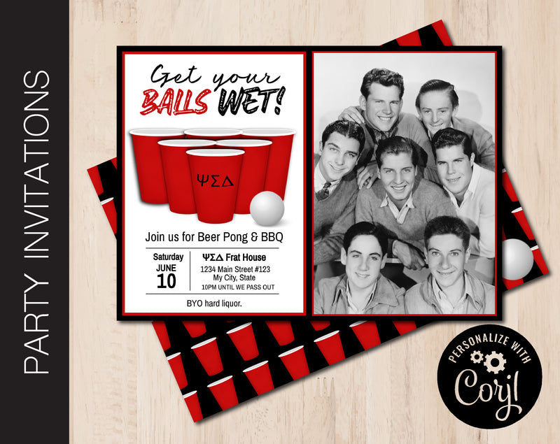 Editable Beer Pong Party Invitation with Photo