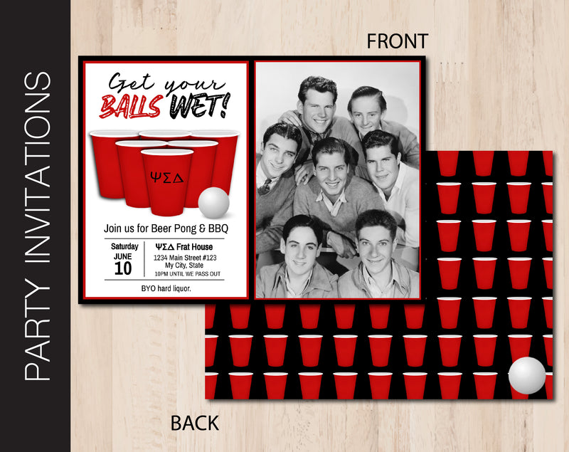 Editable Beer Pong Party Invitation with Photo