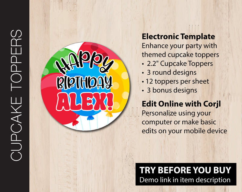 Bounce House Birthday Party Cupcake Topper (B214)