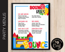 Bounce House Birthday Party Menus (B214)