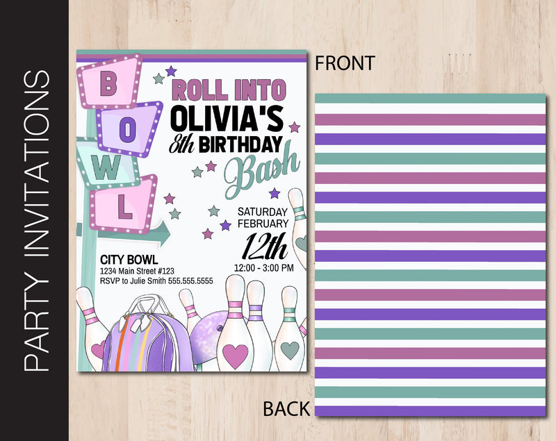 Editable Bowling Themed Party Invitation