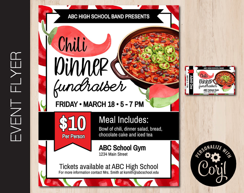 Chili Dinner Fundraiser Event Flyer (F066)