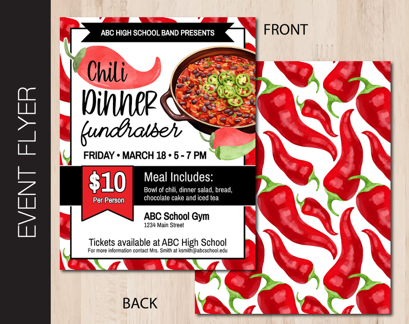 Chili Dinner Fundraiser Event Flyer (F066)