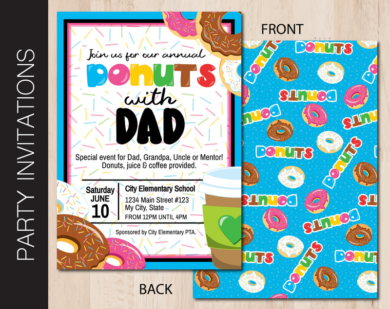 Editable Donuts with Dad Party Invitation