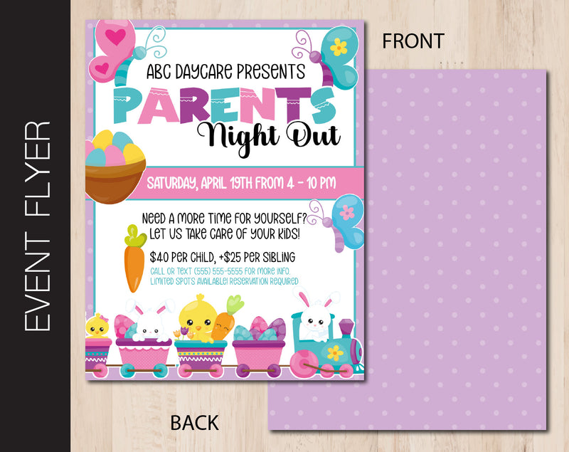 Easter Friends Themed Parents Night Out Flyer (F079)