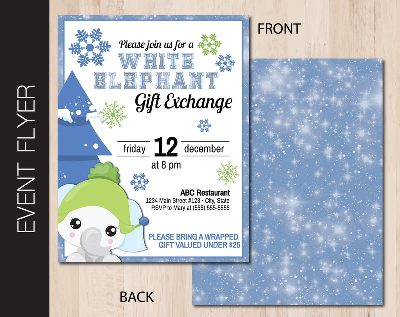 White Elephant Gift Exchange Event Flyer (F068)