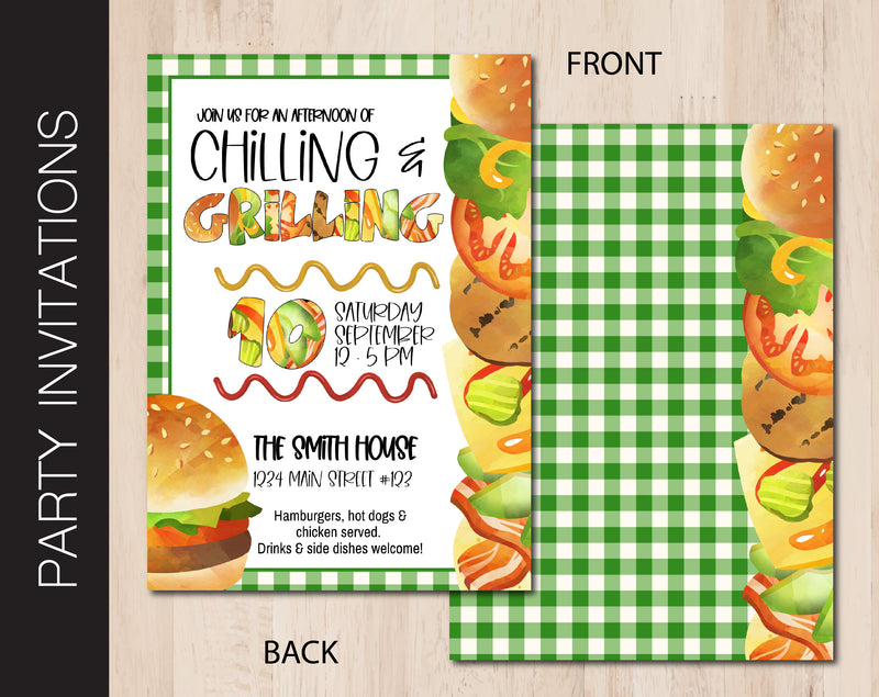 Editable Chilling & Grilling Party Invitation