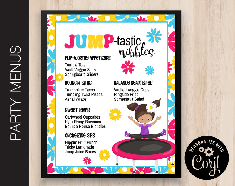 Jump Tumble & Play Birthday Party Menus (B249)