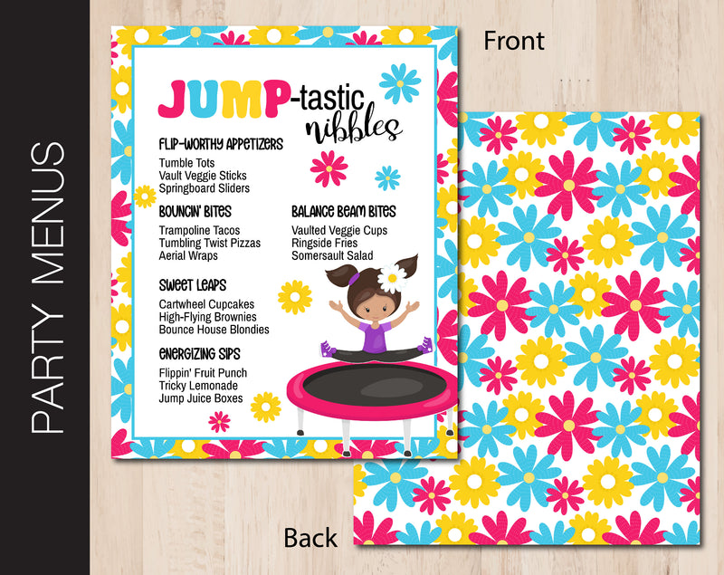 Jump Tumble & Play Birthday Party Menus (B249)