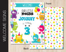 Little Monsters Birthday Party Welcome Sign (B251)
