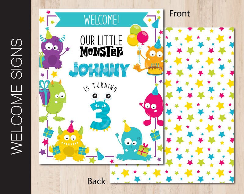 Little Monsters Birthday Party Welcome Sign (B251)