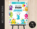 Little Monsters Birthday Party Welcome Sign (B251)