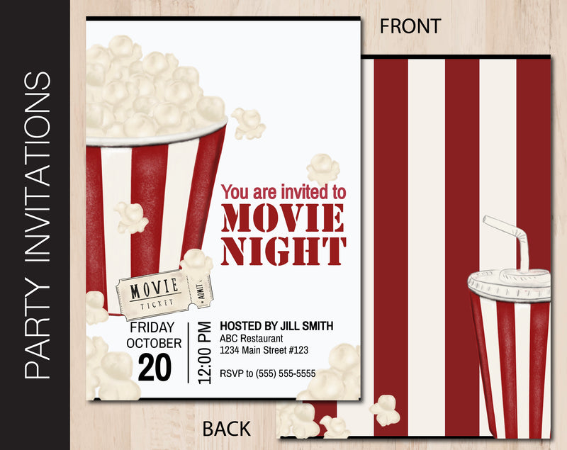 Editable Movie Night Party Invitation