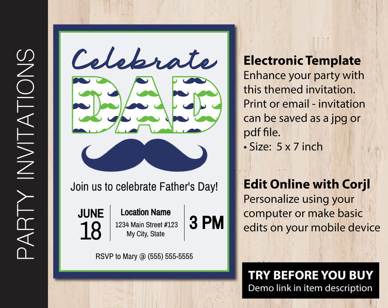 Editable Father's Day Brunch Invitation