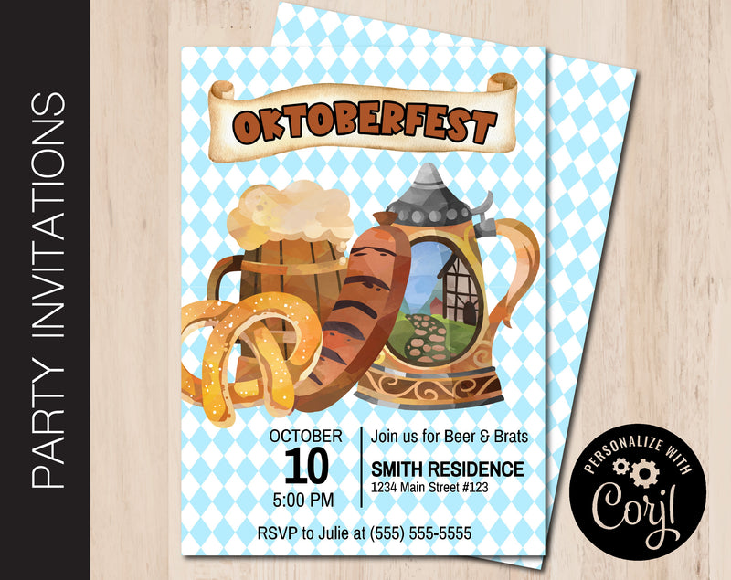 Editable Oktoberfest Themed Party Invitation
