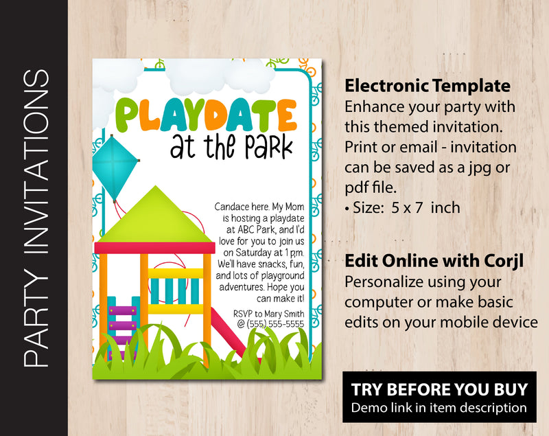 Editable Playdate Party Invitation