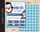 Winter Penguin Themed Parents Night Out Flyer (F075)