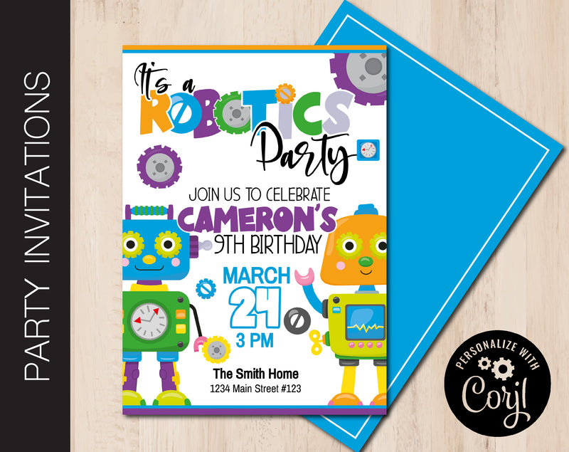Robotics Birthday Party Invitation (B261)