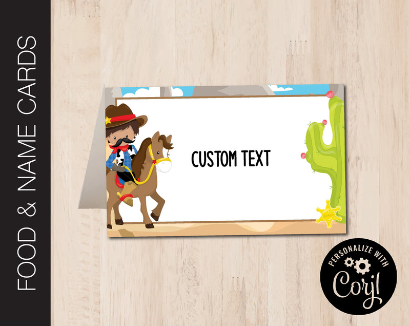 Western Rodeo Birthday Party Food & Name Cards (B262)
