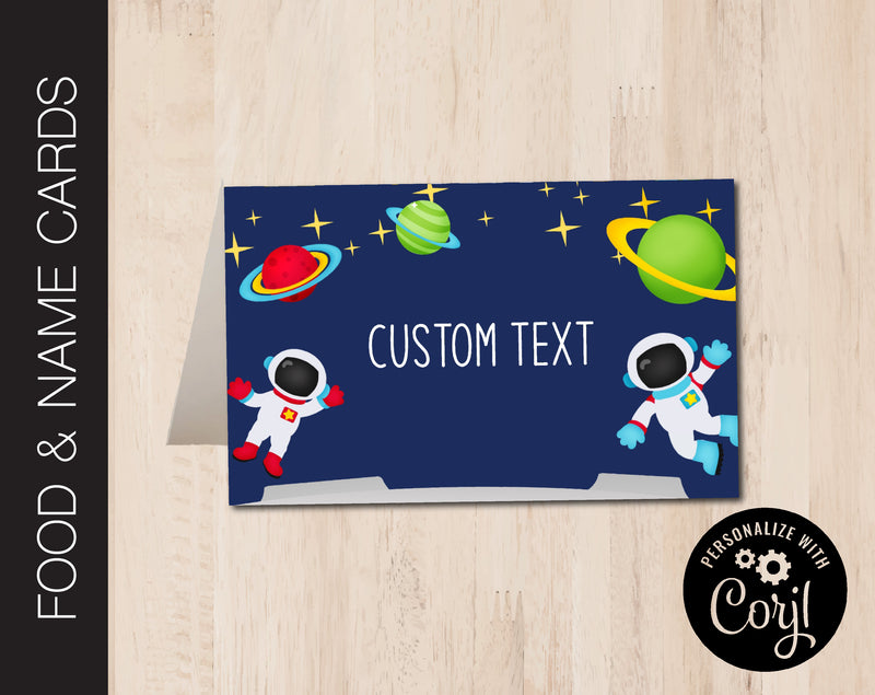 Blast Off Outer Space Birthday Party Food & Name Cards (B254)