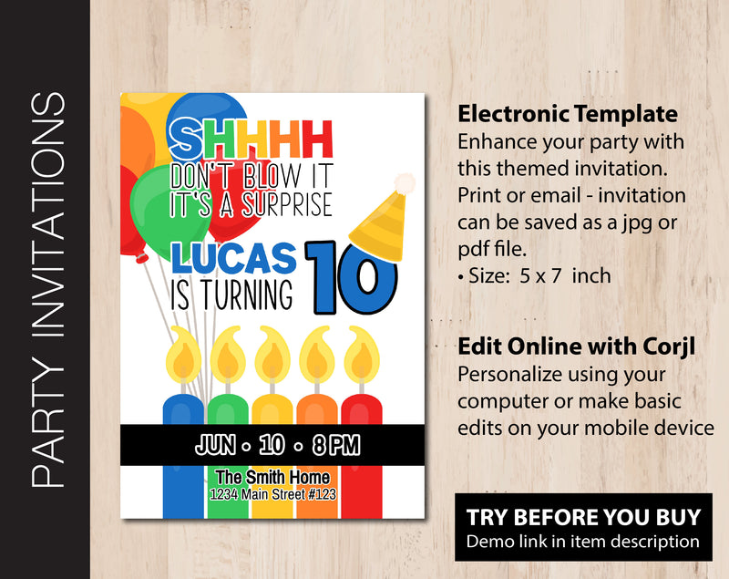 Surprise Birthday Party Invitation  (B263)