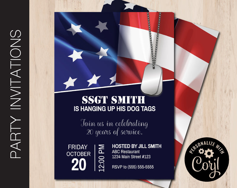 Editable Service Member Retirement Party Invitation