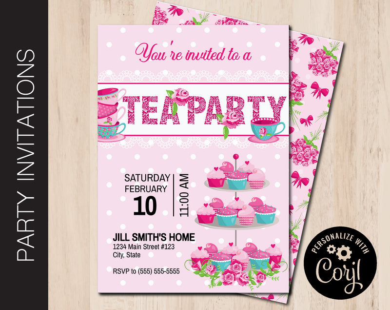 Editable Tea Party Invitation