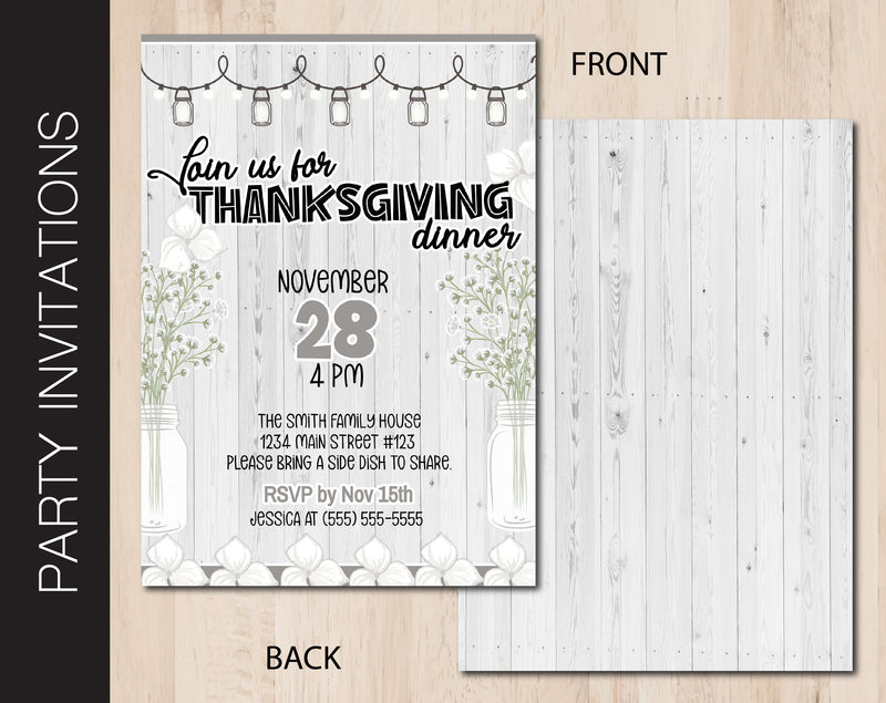 Editable Thanksgiving Dinner Invitation