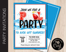 Editable Volleyball Pool Party Invitation
