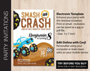 Editable Monster Truck Themed Party Invitation