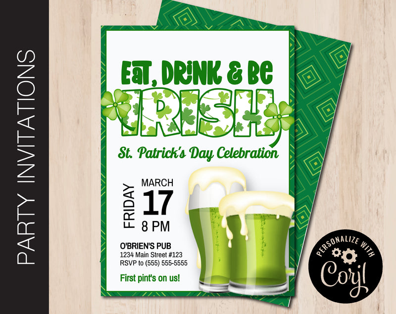 Editable St. Patrick's Day Party Invitation