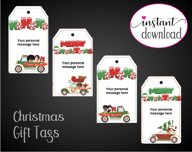 Printable Drive-By Christmas Themed Gift Tags - Kaci Bella Designs