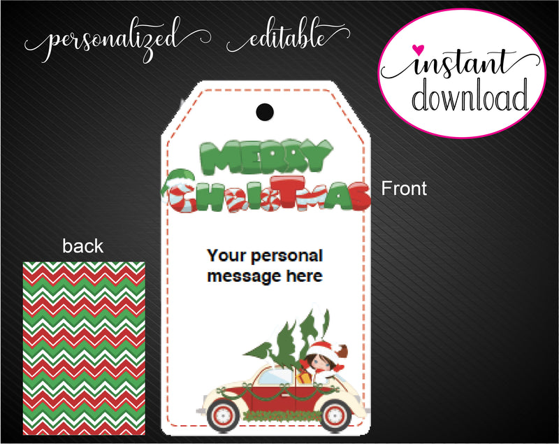 Printable Drive-By Christmas Themed Gift Tags - Kaci Bella Designs