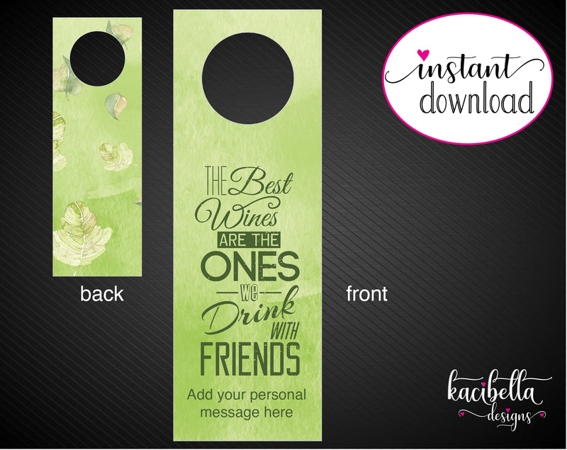 Printable Anytime Personalized Double-Sided Wine Bottle Gift Tags - Kaci Bella Designs