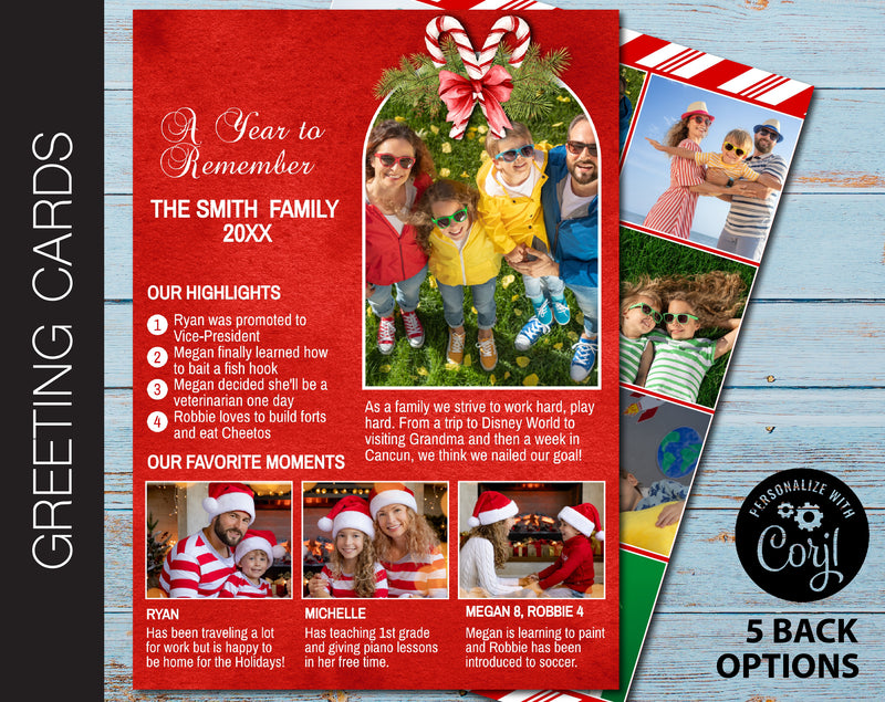 Editable Year in Review 5 x7 Photo Holiday Greeting Card