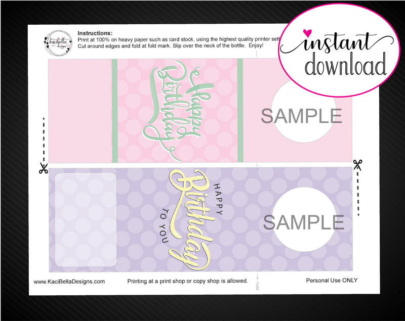 Printable Congratulations Personalized Double-Sided Wine Bottle Gift Tags - Kaci Bella Designs