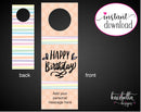 Printable Birthday Themed Personalized Double-Sided Wine Bottle Gift Tags - Kaci Bella Designs
