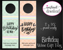 Printable Birthday Themed Personalized Double-Sided Wine Bottle Gift Tags - Kaci Bella Designs