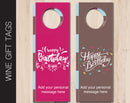 Printable Birthday Themed Personalized Double-Sided Wine Bottle Gift Tags - Kaci Bella Designs