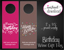 Printable Birthday Themed Personalized Double-Sided Wine Bottle Gift Tags - Kaci Bella Designs