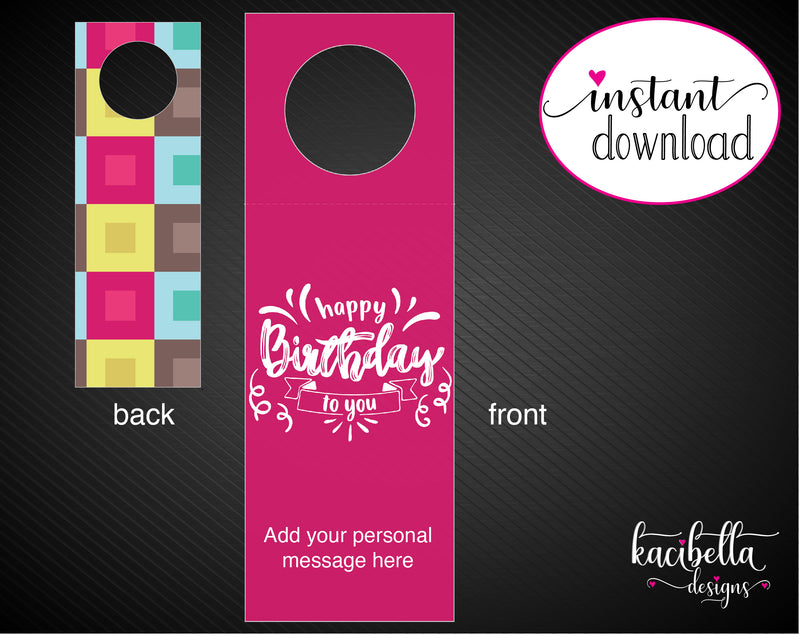 Printable Birthday Themed Personalized Double-Sided Wine Bottle Gift Tags - Kaci Bella Designs