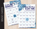 Blue Roses Themed Bingo Cards with All Editable Text