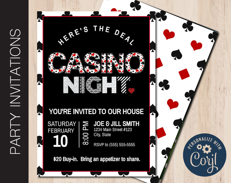 Editable Casino Night Invitation