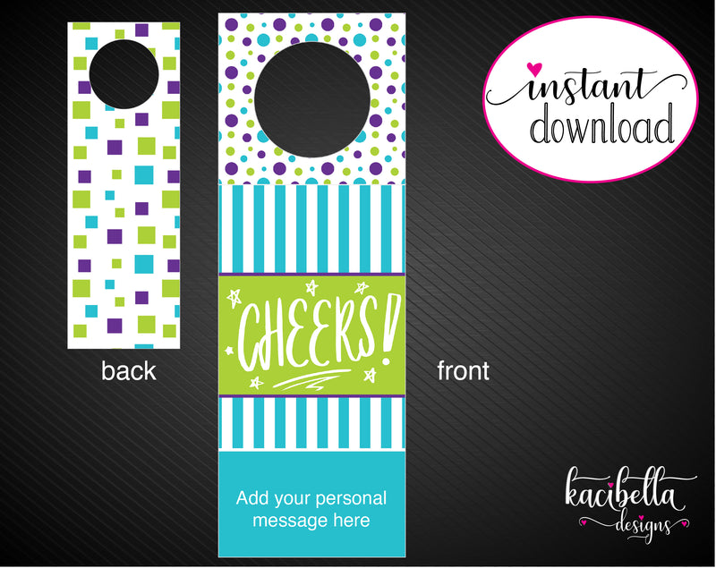 Printable Celebration Personalized Double-Sided Wine Bottle Gift Tags - Kaci Bella Designs