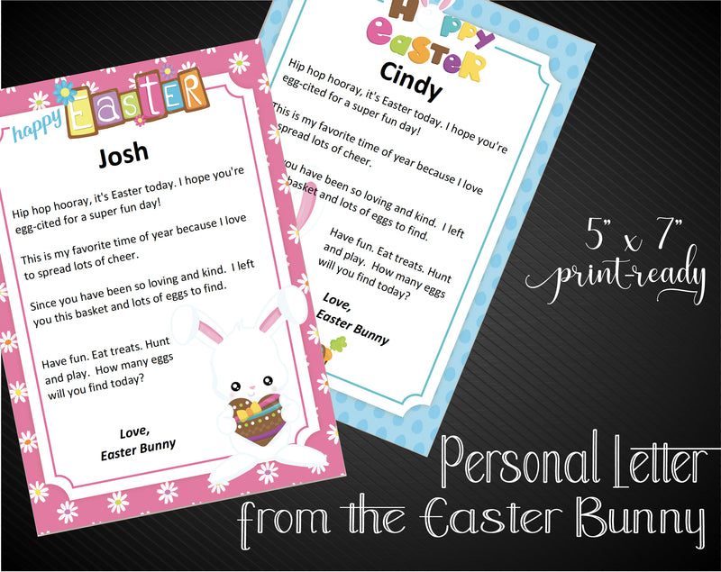 Printable Easter Bunny Personalized Letters - Kaci Bella Designs