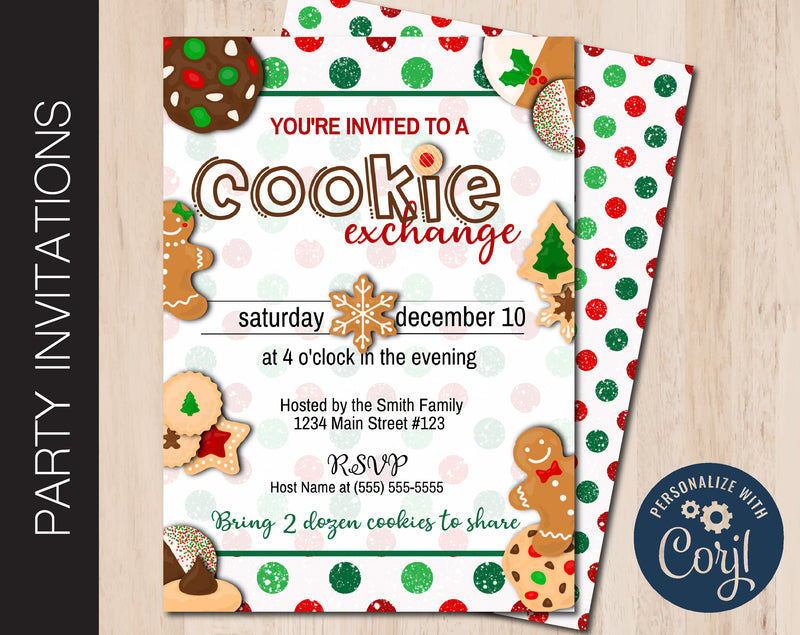 Editable Cookie Exchange Party Invitation