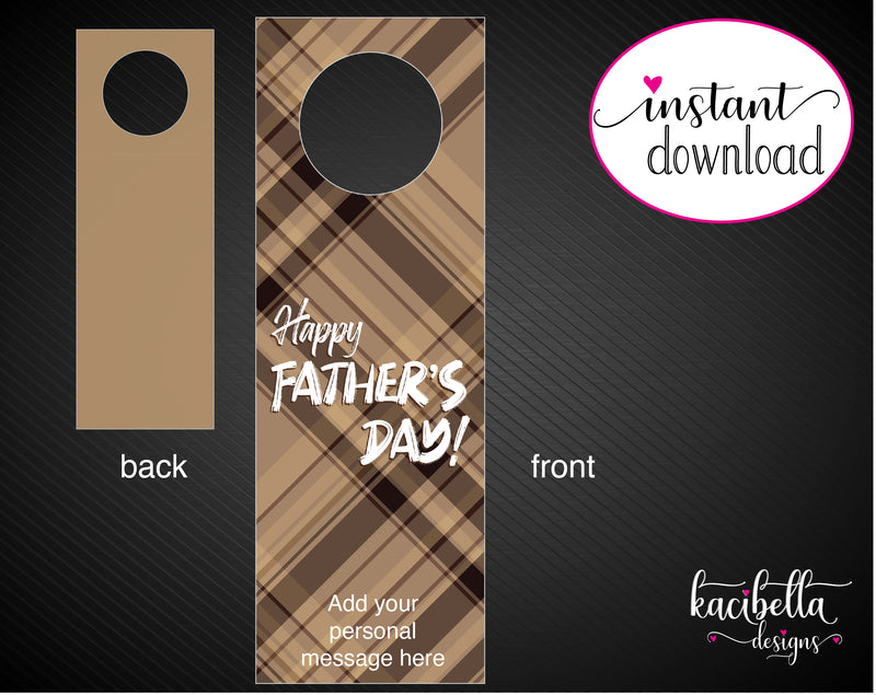 Printable Father's Day Themed Personalized Double-Sided Wine Bottle Gift Tags - Kaci Bella Designs