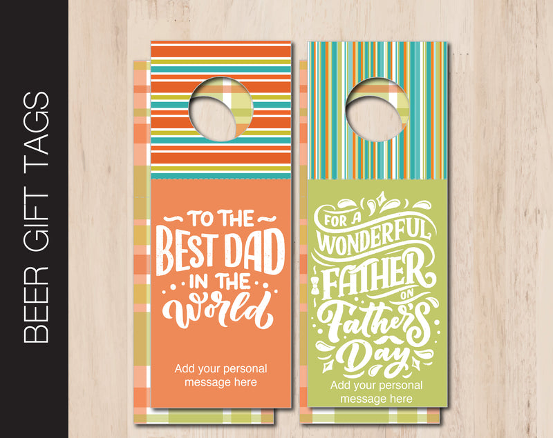 Printable Father's Day Themed Beer Bottle Personalized Gift Tags - Kaci Bella Designs